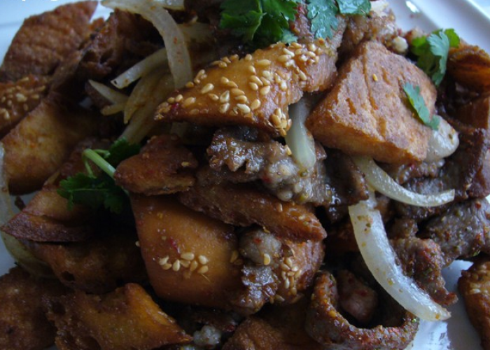 美味食物馕丁炒羊肉