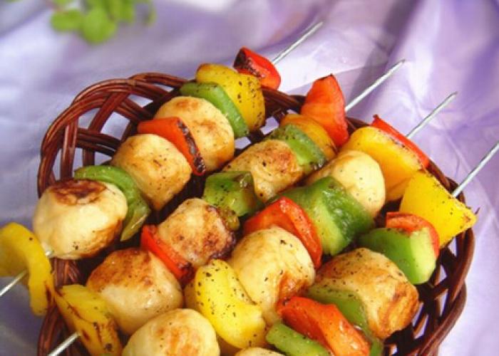 韩国烤肉之鱼面筋彩椒串串